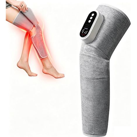 Appareil de Massage Des Jambes, Masseur de Jambes Sans Fil par Pressothérapie avec 3 Modes, Intensité, Chauffage des Genoux, Masseur à Coussin D'air pour la Douleur et la Circulation le Bureau Maison (1/5)