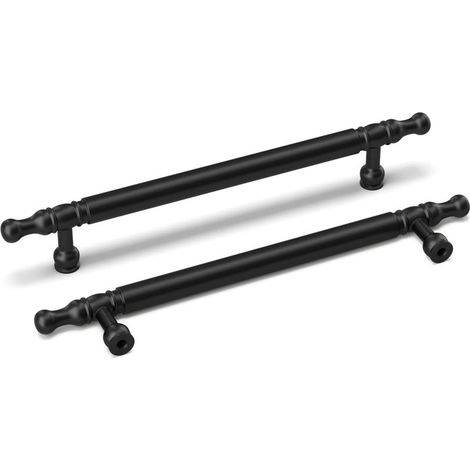 Set mit 10 Vintage-Möbelgriffen – Für Küchenschränke – Lochabstand 160 mm – Schwarz – Vintage (1/5)