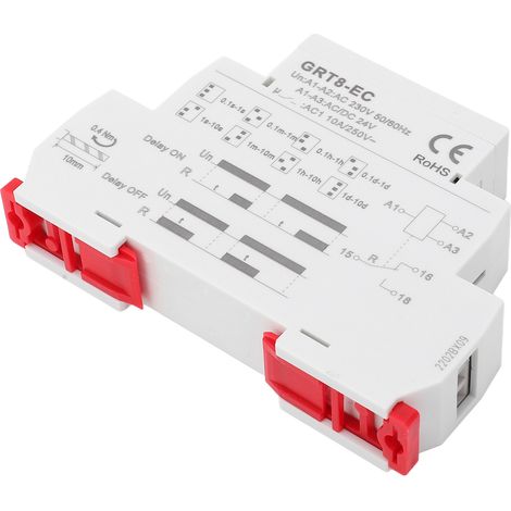 Relais temporisé multifonctionnel à double fonction avec indicateur LED, compatible AC230V ou AC/DC24V. (1/5)