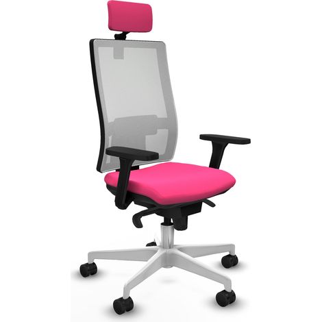 Horna sincro malla blanca similpiel rosa brazos 3D base blanca cabecero 2D ruedas 65mm nailon (1/5)