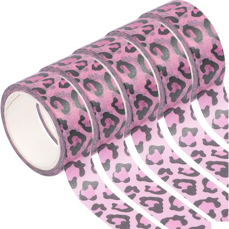 Ruban adhésif décoratif argenté à motif léopard (5 rouleaux) pour cahiers -