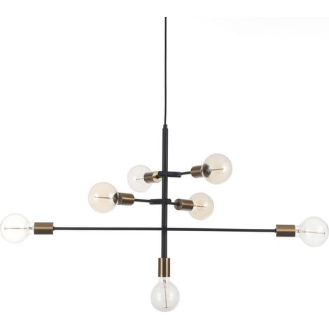 Lampadario in acciaio verniciato nero opaco cm. 82 x 40 H.50