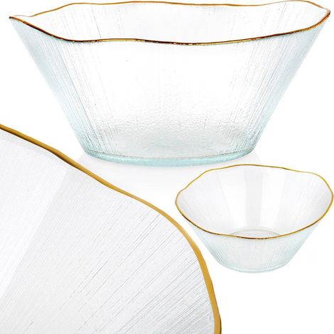 Saladier en verre doré pour salades, plats, fruits 1,2 L (1/5)