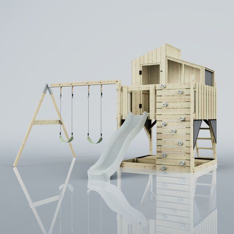PolarPlay Kids Climbing Tower & Playhouse – Swing Geir Mist (1/5)
