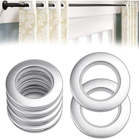 50 morceaux Anneaux de rideau en plastique anneaux d'oeillet de rideau 40mm Anneaux en Plastique Anneaux pour Tringle à Rideaux Argent œillets (1/5)