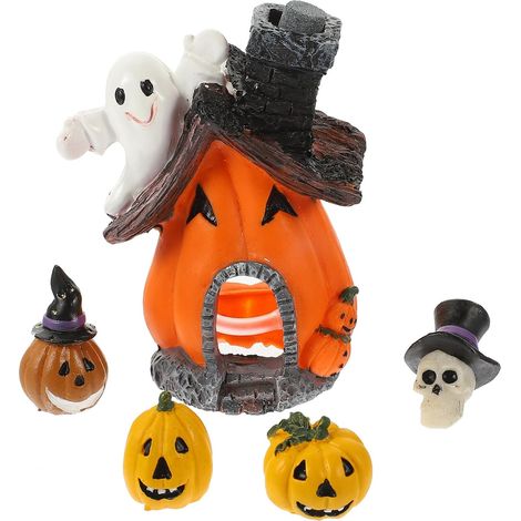 5pièces Décoration De Réservoir De Poissons Ensemble De Ornements De Maison Citrouille Halloween Accessoires De Décoration Aquatique pour Créer Une Ambiance Festive Votre (1/5)