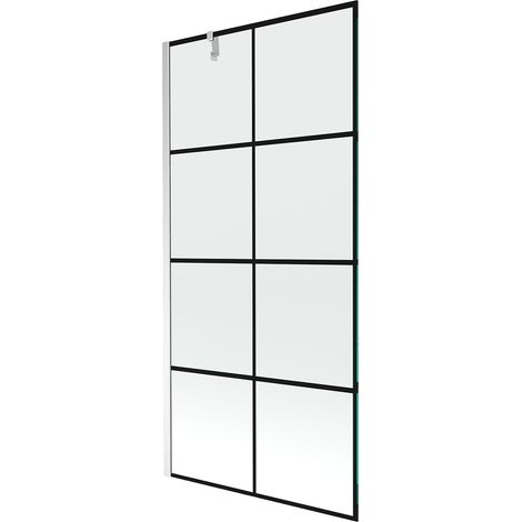 Mexen Next parete doccia ad anta singola 100 x 150 cm, griglia nera, cromo - 895-100-000-00-77-01 (1/5)