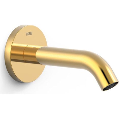 TRES 26218004OR COMPLEMENTOS DE GRIFERÍA Caño Fijo De Pared Color Oro 24K - ref: 26218004OR