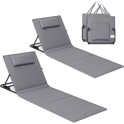 Songmics – Lot de 2 transats de plage inclinables – Tissu Oxford, tube en acier, 158 x 55 cm – Léger 1,9 kg avec bandoulières – Pour camping, jardin, piscine (1/5)