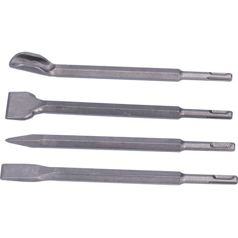 Satz aus 4 Meißeln und Hammer, 40Cr 250 mm, für Fliesenabbruch, Betonnuten, SDS PLUS Werkzeug (1/5)