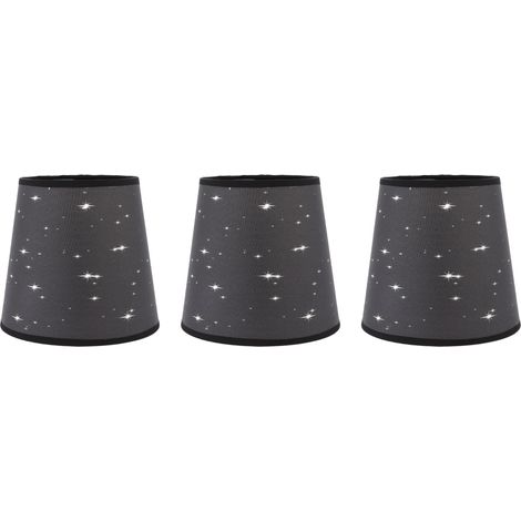 Lot de 3 abat-jour en tissu à motif étoiles moderne, douille E14, fabrication artisanale, lumière douce pour applique murale. (1/5)