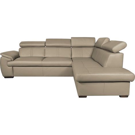 Canapé d'angle en 100% cuir de luxe italien , 5/6 places CITIBEST, couleur beige, angle droit (1/4)