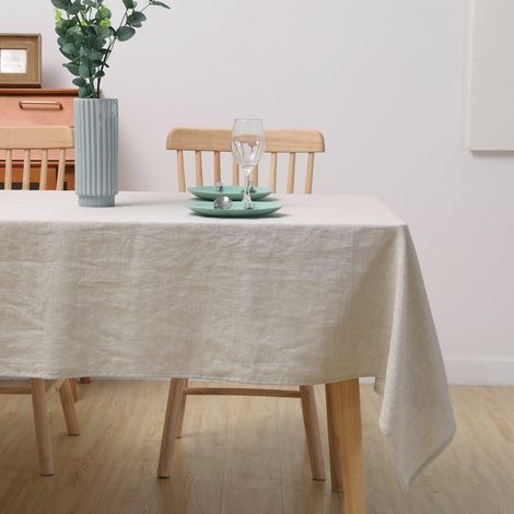 Nappe en lin rectangulaire 140x200 cm Naturel Lin pour table de salle à manger et cuisine