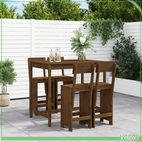 Ensemble de bar de jardin 5 pcs - FAF EICY - 3157808 - Bois de pin massif - Marron miel - 121 x 82,5 x 110 cm (1/5)