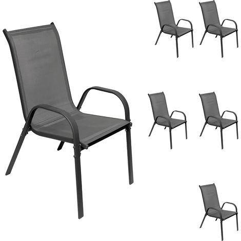 6 Stück Stapelsessel Metall KD - Textilen Grau / Anthrazit-DMC330881-6 (1/3)