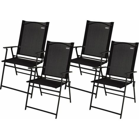 Muebles de jardín Aktive Juego 4 sillas plegables negro acero