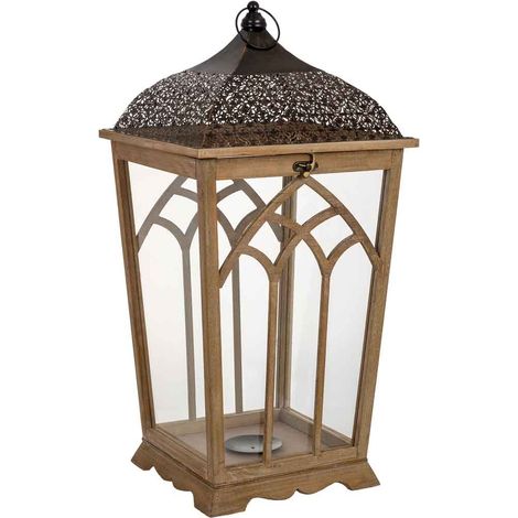 Farol de madera 35x35x72h cm