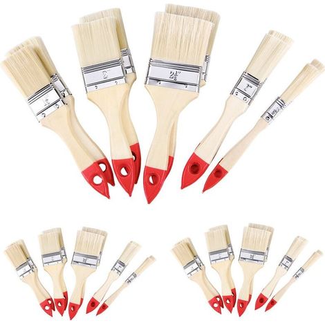 Set de 30 pinceaux nature/rouge professionnels 5 tailles différentes peinture maison travaux divers intérieur extérieur zones vastes ou difficile d'accès (1/5)