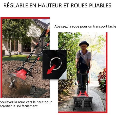1200 W et 4 lames rotatives, travail du sol simplifié avec cultivateur électrique pour petits jardins (1/5)