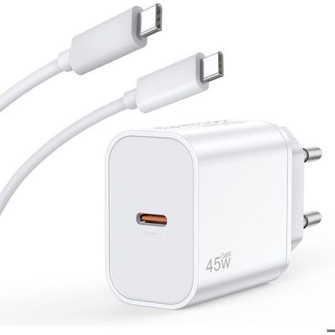 [RM]Chargeur rapide 45 W - Blanc - USB-C - 1 m - pour Samsung Galaxy A16, A15, A36, A37, A56, A57, A17, S25, S24, Z Flip 5, 6 et 7 (1/5)