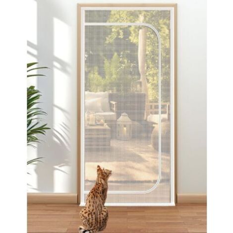 Moustiquaire pour chat anti-moustiques et anti-chats, 80 x 210 cm, résistante aux rayures, avec fermeture éclair, couleur blanche (1/5)