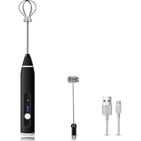 Frothieur À Lait Électrique - Rechargeable USB - 2 En 1 Pour Café Latte Cappuccino Et Batteur À Œufs - 1 Pièce (1/5)