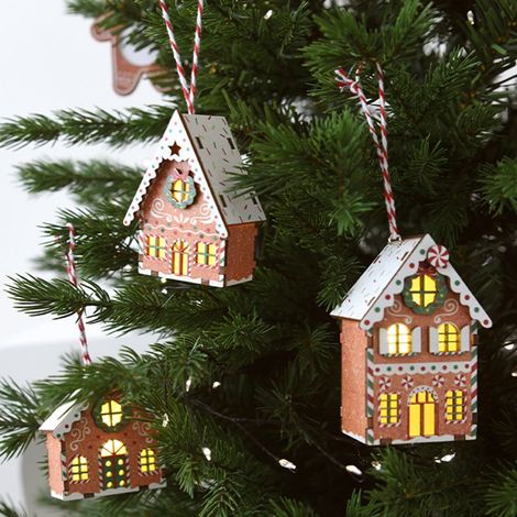 Maison En Bois - Ornament Lumineux Pour Arbre De Noël - Décoration De Fête Hivernale - Lot De 1 (1/5)