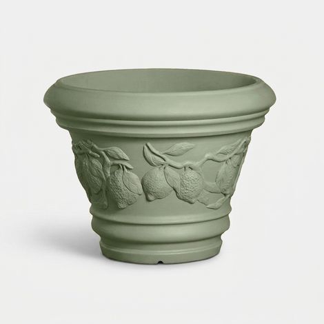 Vaso decorato per esterno in polietilene Limoni - Verde (1/3)