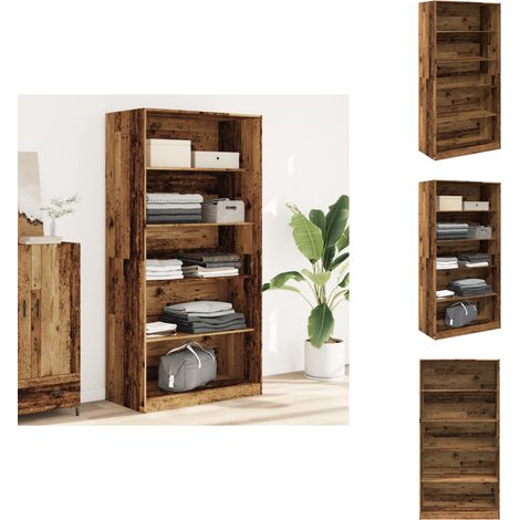 Kleiderschrank Altholz-Optik 100x50x200 cm Holzwerkstoff - Holzschrank - Kleiderschrank - Einbauschrank - Kommode - Aufbewahrung (1/5)