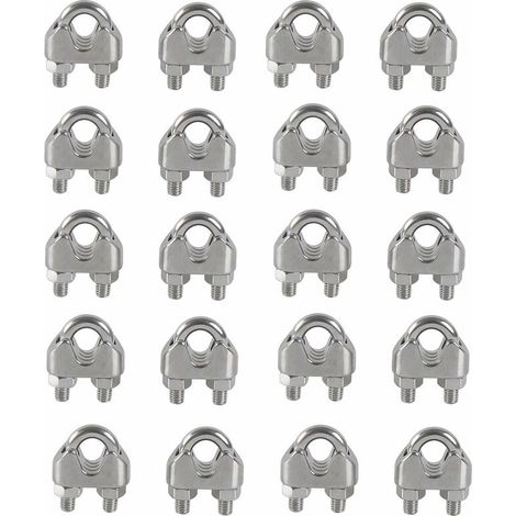 Colliers de serrage M4, support en U, boulon, serre-câble en acier inoxydable 304, colliers de serrage sans fil pour séchoir à linge extérieur (lot de 20) (1/5)