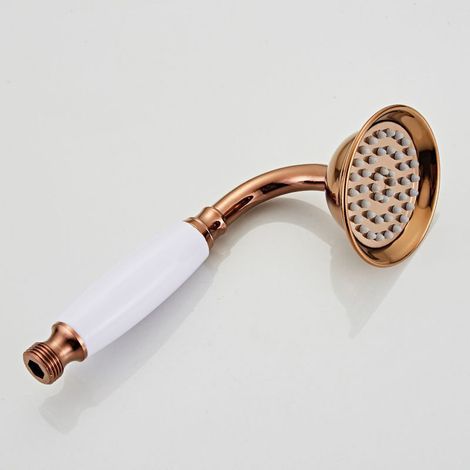 Pommeau de Douche Portatif Haute Pression - Design Téléphone Rétro - Finition Titane - Interface Universelle - Rose Doré (1/5)