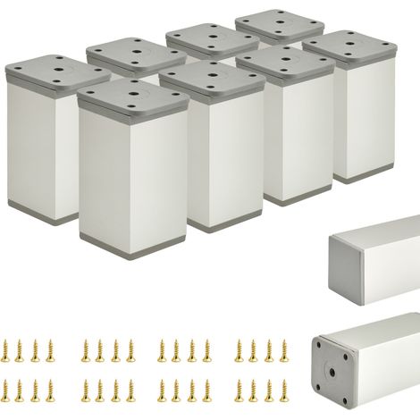 8 gambe per mobili base Sezione trasversale 40x40 mm Altezza - 80 mm Colore: Alluminio + viti incluse (1/5)