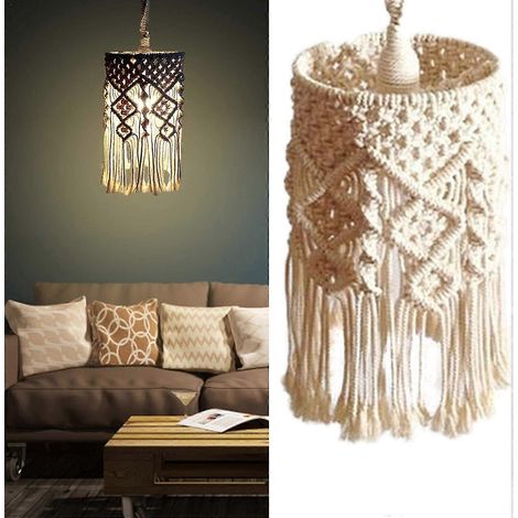 Abat-jour suspendu bohème en fil de coton fait main, abat-jour décoratif pour lustre, décoration intérieure (non inclus dans la livraison) (1/5)