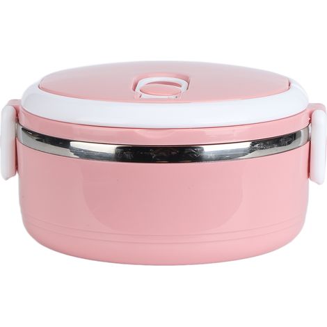 Boîte-repas isotherme empilable en acier inoxydable 304, boîte alimentaire scellée pour repas chauds, conteneur rond isolé (rose)