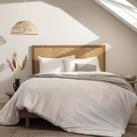 Tête de lit marqueterie 160 cm en bois massif Terre de Nuit (1/5)