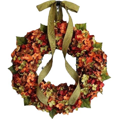 Couronne de Thanksgiving, décoration automnale d'hortensias et de nœuds papillon, guirlande de fleurs, couronne pour la porte d'entrée et la maison (1/5)