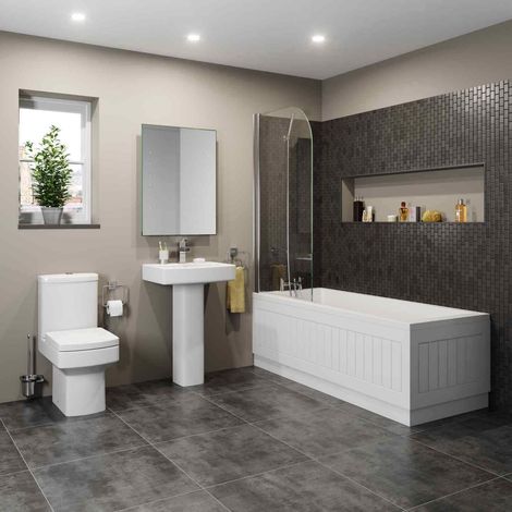 Bathroom Suite Toilet Basin Sink Pedestal Single Ended 1700 Bath (1/5)
