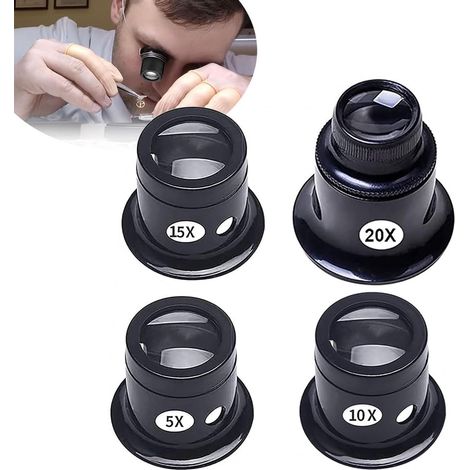 5x, 10x, 15x, 20x Vergrößerungsglas mit Bügel/Kopfband, Juwelierlupe, tragbare Lupe, Hilfsmittel für Experimente, Lupen, Schmuckwerkzeuge, Reparaturset für Augenlinsen (1/5)