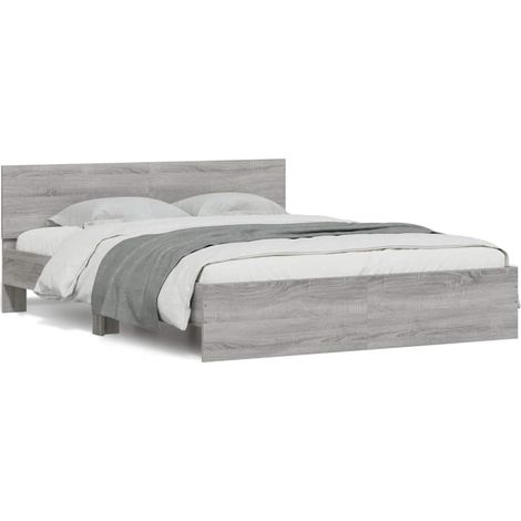 Maison Exclusive - Estructura de cama con cabecero gris Sonoma 15