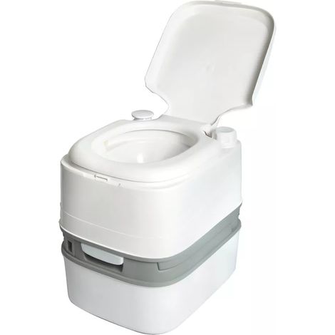 Toilette portatile da 24 litri, capacità di carico 150 kg, con coperchio, espositore per rifiuti, antiodore, comoda da pulire, per famiglie, viaggi, campeggio, esterni, grigio (1/5)