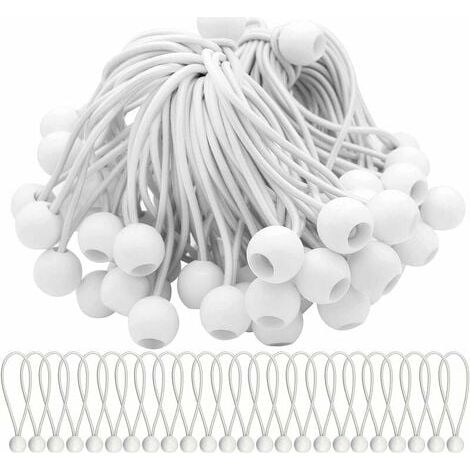 Packung mit 75 elastischen Bungee-Seilen, Dehnbarkeit 150 mm – 300 mm – Strapazierfähiges Gummi – Für Planen, Zelte und Banner (1/5)