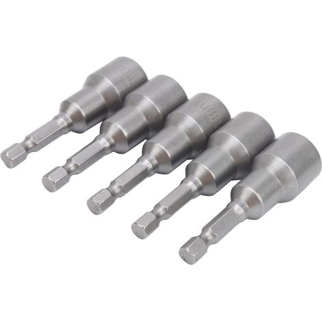 Lot de 5 embouts de tournevis magnétiques à douille hexagonale en acier chrome vanadium, 14 mm (1/5)