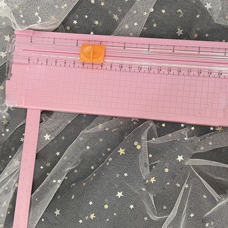 Coupe-papier petit mini pliable à échelle transparente sans bavures en acier au carbone rose (1/5)