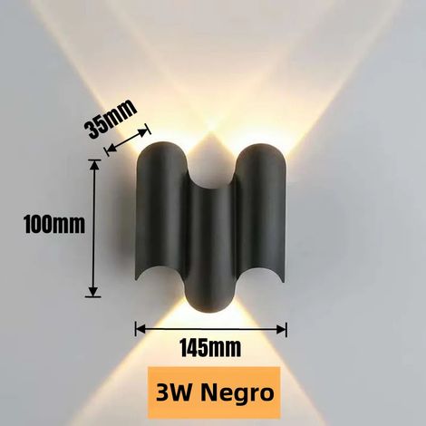 Applique murale LED étanche (blanc froid 3 W, noir) avec éclairage vers le haut et vers le bas (1/2)