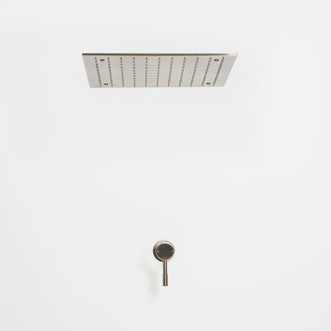Milano Clarus 1 Outlet Manual Mixer Shower Valve with Ceiling Mounted 400mm Square Recessed Rainfall Shower Head - Brushed Brass (1/5)