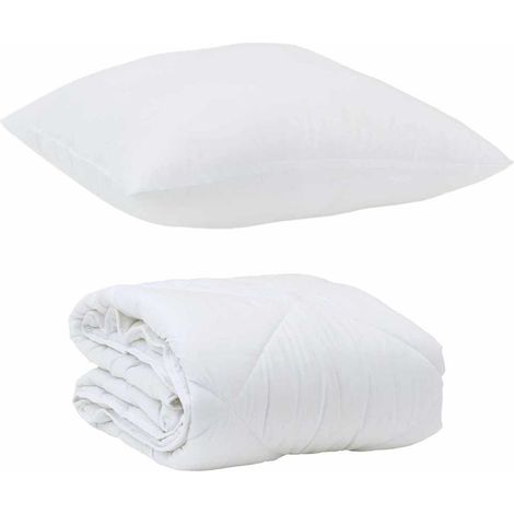Duvet d'été simple avec oreiller 2 pcs,Couette Blanc Microfibre CFW11197 (1/5)