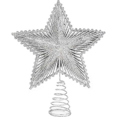 Étoile scintillante pour sapin de Noël, décoration argentée pour une ambiance festive et des fêtes de fin d'année (1/4)