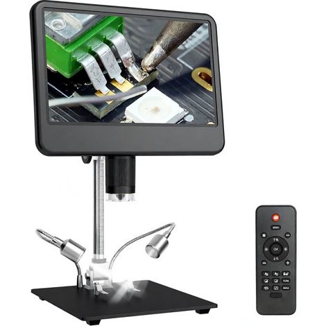 Irovami Microscope numérique 12MP IPS – 50-1600x, LED, photo/vidéo – Idéal pour soudage, réparation, électronique (1/5)