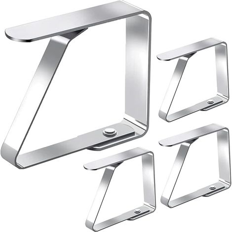 4 Pièces Pince Nappe,Pince Nappe Table Epaisse,Inoxydable Attache Nappe,Pince Nappe Exterieur,Poids pour Nappe,pour Restaurant,Jardin,Mariage Fête,7.5 x 8cm (1/5)