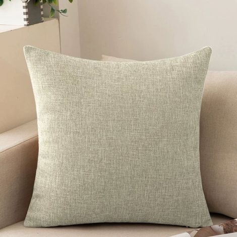 Lot de 2 housses de coussin pour canapé, housses douillettes en coton et lin pour canapé, canapé-lit, salon, maison, housses de coussin unies (40 x 40 cm) - Marron clair (1/5)